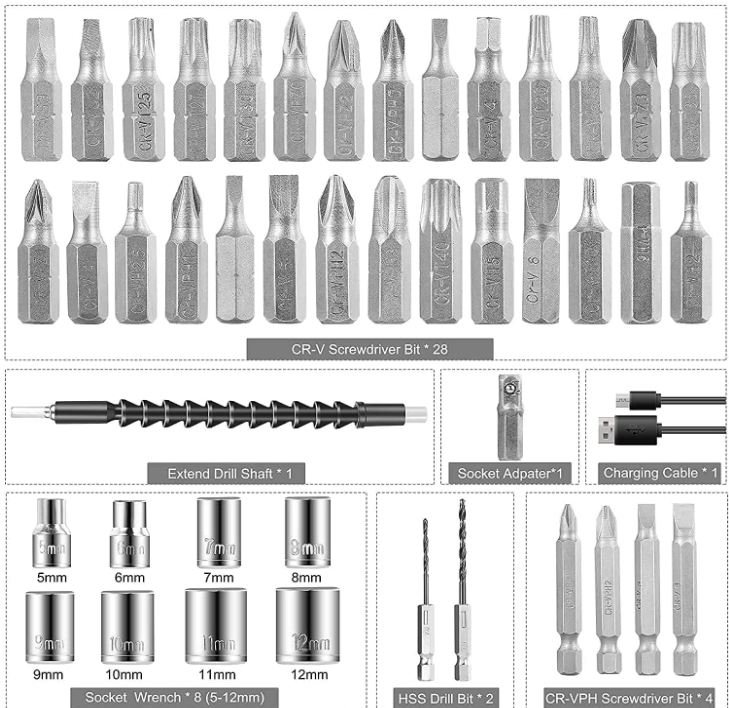 47 in 1 Electric Screwdriver| usb rechargeable mini Screwdriver - Image 3