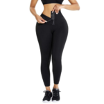 Black High Waisted Sweat Shaper Sauna Leggings L Size