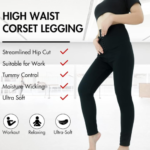 Black High Waisted Sweat Shaper Sauna Leggings L Size - Image 2
