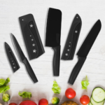 Black Stainless Steel 3 Pieces Professional Kitchen Knife Set | Sharp Chef's Knife with Cover & Non-Slip Handle for Home & Kitchen & Restaurant