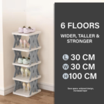 White Plastic Shoe Rack 6 Layer - Image 4