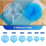 Blue & White Silicon Silicone Stretchable Lid(Set Of 6 Lid) - Image 3