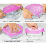 Blue & White Silicon Silicone Stretchable Lid(Set Of 6 Lid) - Image 4