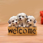 White Premium Polyresin Welcome Dog - Image 2