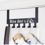 Black Metal No Drill Door Hook Cloth Hanger(6 Hooks) - Image 2